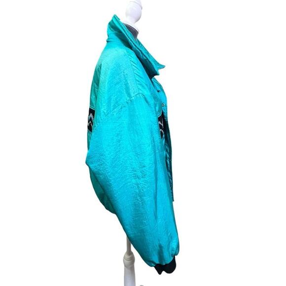 Vintage Jacket 1980’s Neon Teal Ladies Southwest Design L-XL See Measurement USA - Picture 3 of 8